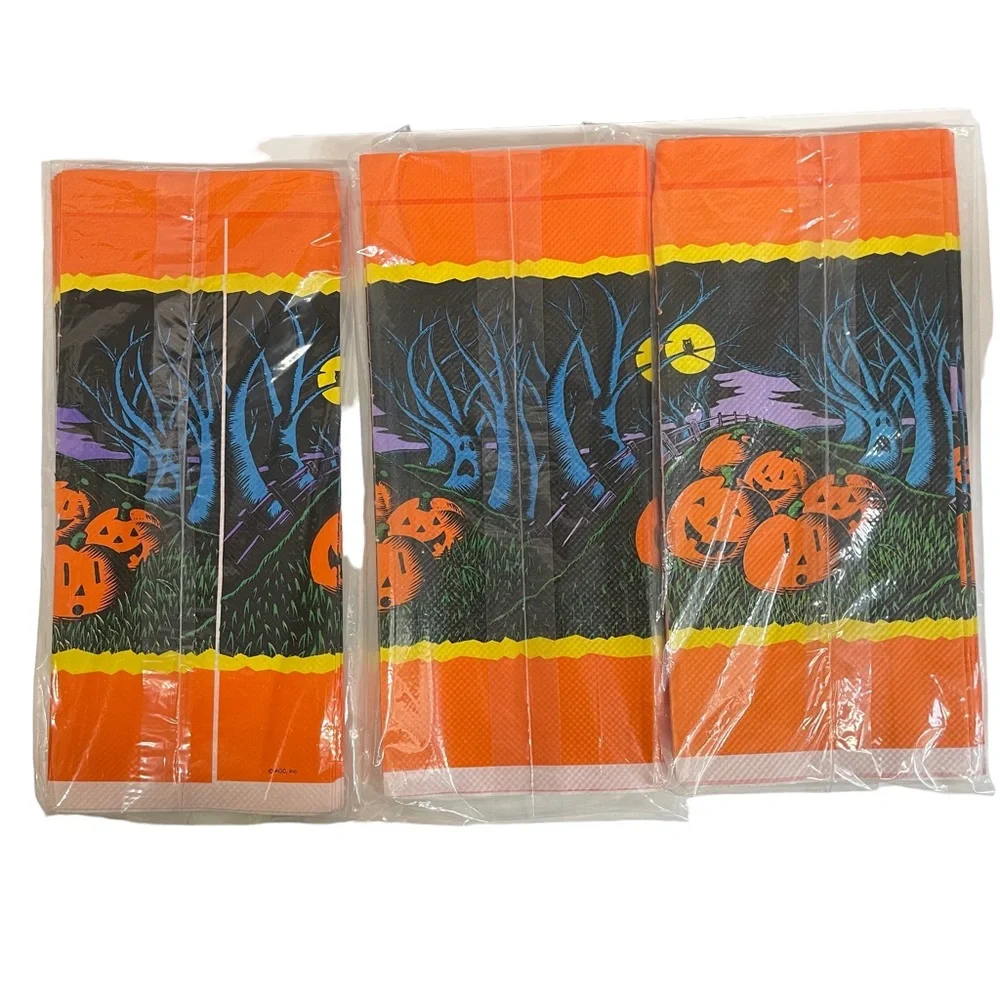 Vintage Halloween Paper tablecloth set of 3 NEW 54 x 96 USA made American Greet